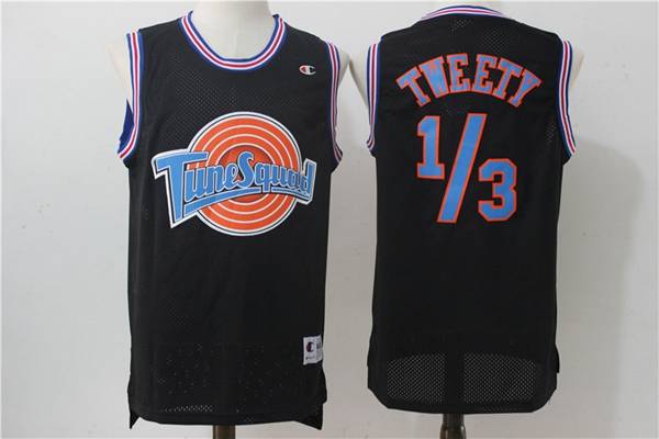 Movie Space Jam TWEETY #1/3 Black Basketball Jersey (Stitched)